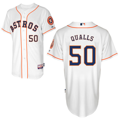 Chad Qualls #50 MLB Jersey-Houston Astros Men's Authentic Home White Cool Base Baseball Jersey